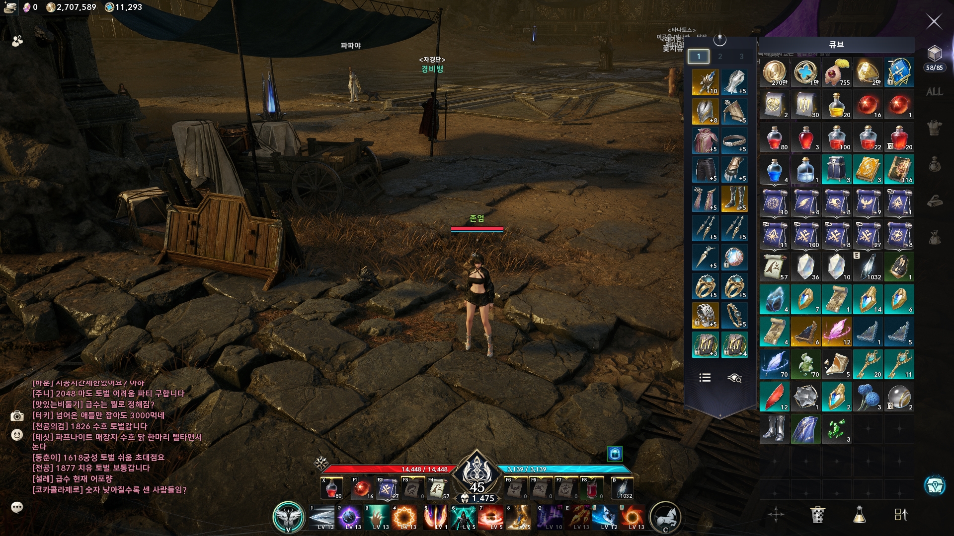 레벨업 진행 화면